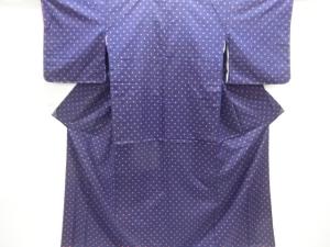 水玉模様織り出し手織り紬単衣着物